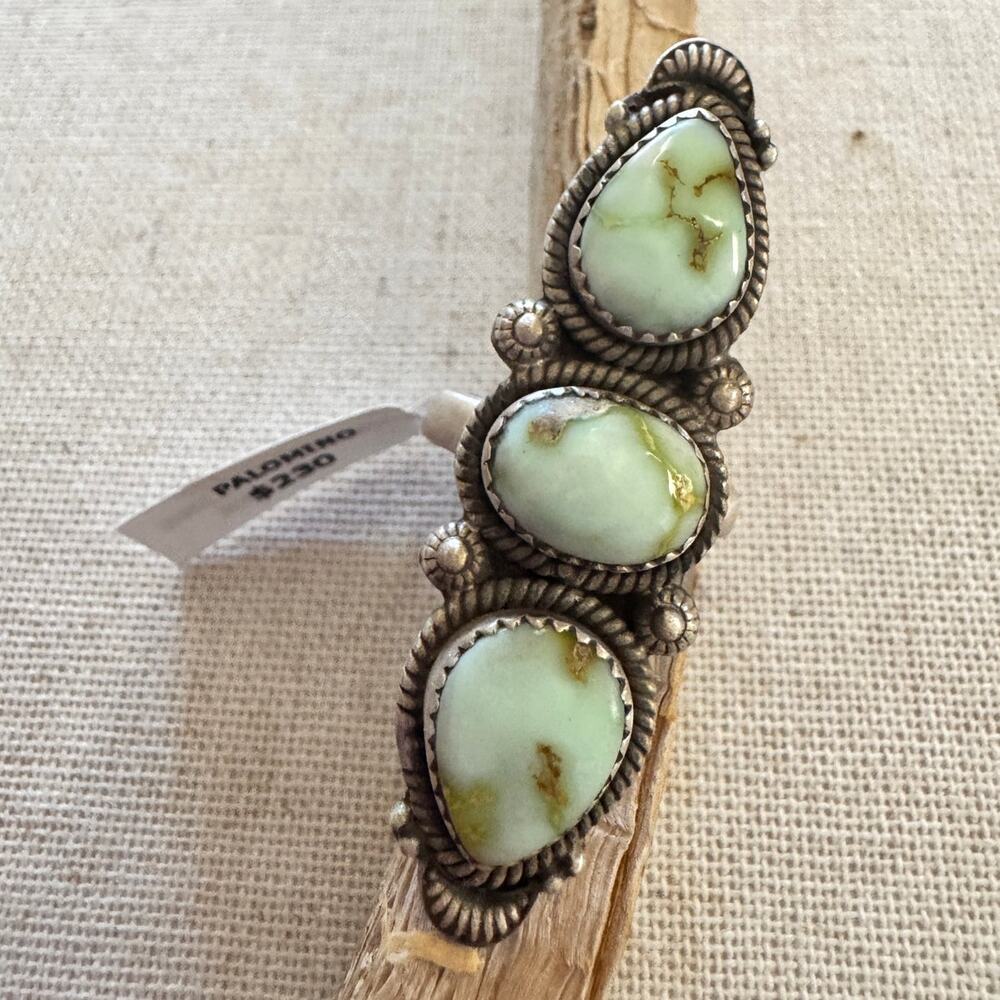 Triple Palomino Stone Sterling Silver Adjustable Statement Ring NWT